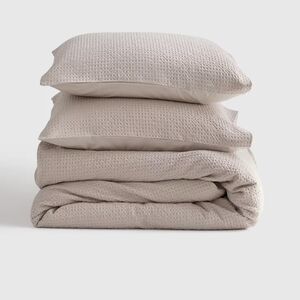 Quince Luxe Honeycomb Duvet Cover Set King NEW In Sand